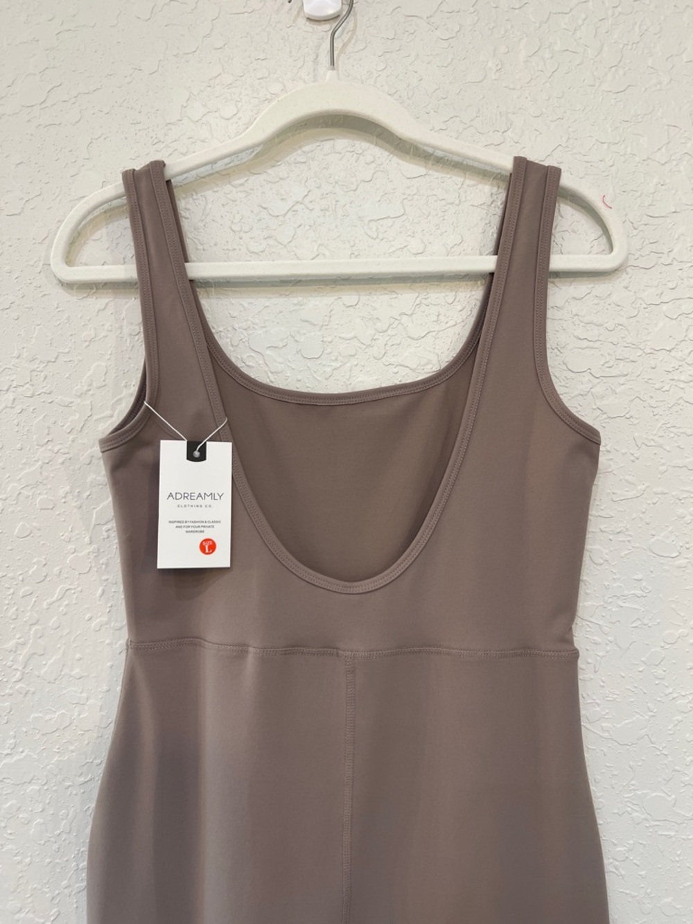 Adreamly Taupe Unitard Jumpsuit Sleeveless Scoop Neck L NWT - Picture 6 of 12